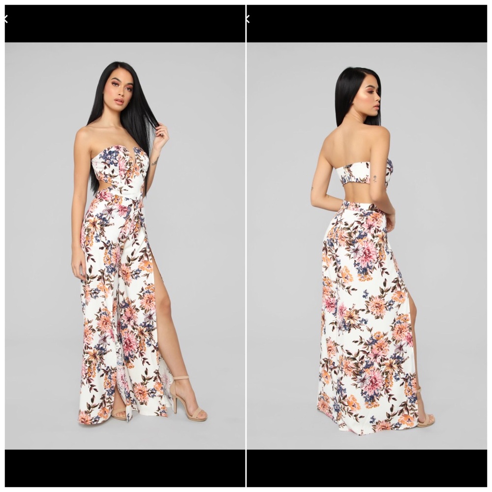 Take Me Out In Florida Floral Jumpsuit - Ivory